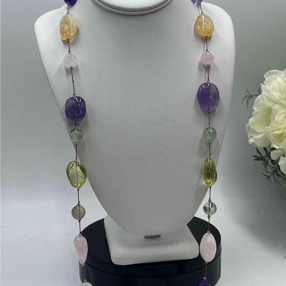 Margo Morrison GREEN, PURPLE AMETHYST, CITRINE, LEMON QUARTZ, Necklace New Other - Picture 4 of 16